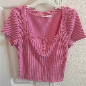 Lush Pink Ribbed Crop Top